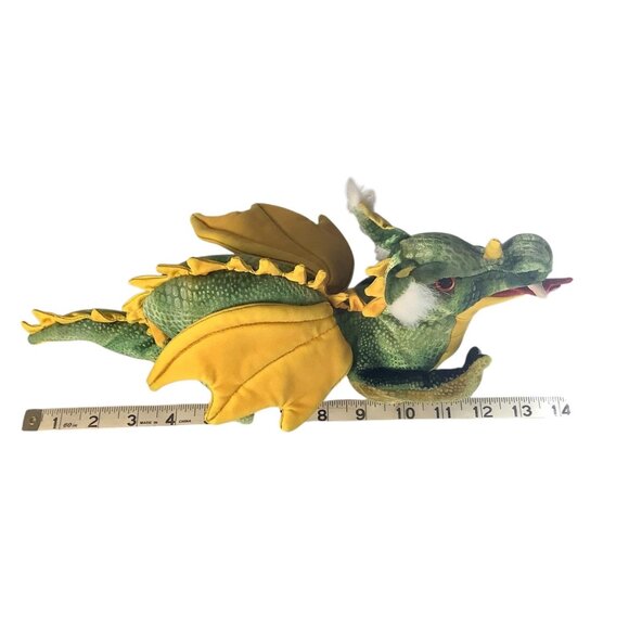 Folkmanis Plush Dragon Hand Puppet Stuffed Animal Toy Green 14" Gold Furry Ears - Picture 5 of 5
